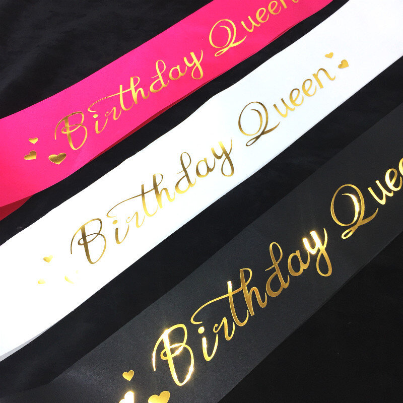 Birthday QUEEN Glitter Satin Sash Mermaid Birthday Girl Ribbons Shoulder Girdle Party Supplies Fashion Decoration Accessories