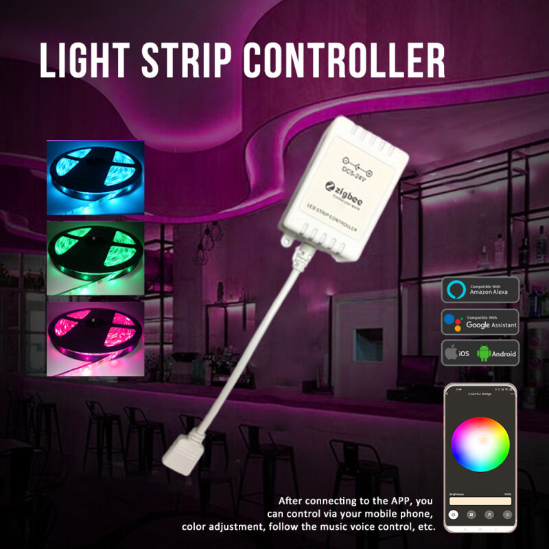 Zigbee Licht Strip Controller Mobiele Telefoon App Controle Dimmer 5-24V Smart Rgb Light Strip Controller Werk Met alexa Google Thuis
