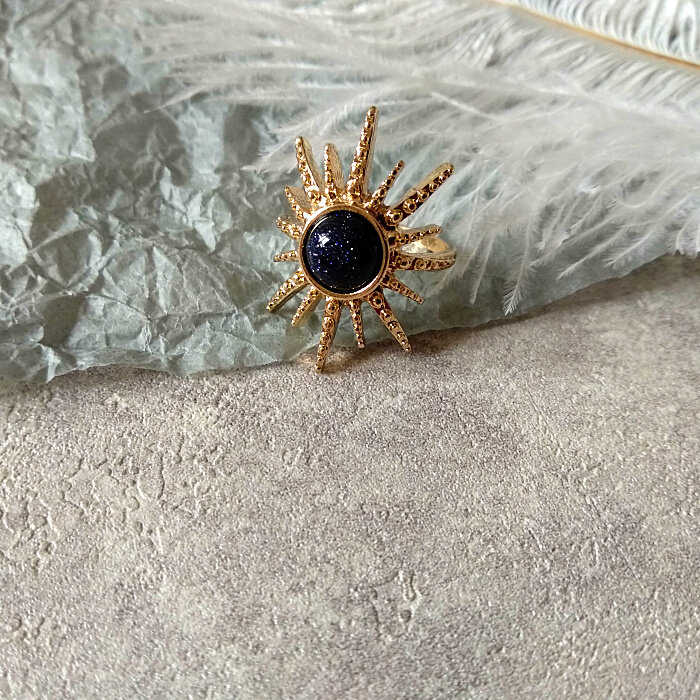 2019 cores frescas natural pedra spar geométrico oco dupla camada coroa anel anéis de dedo para mulheres festa exótica