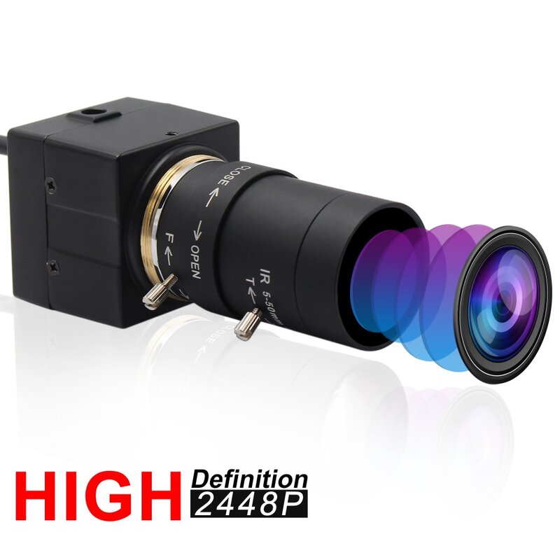 USB Webcam CCTV 5-50Mm Lensa Varifokal 8 Megapiksel Definisi Tinggi IMX179 Mini HD 8MP Kamera USB Industri untuk Laptop PC