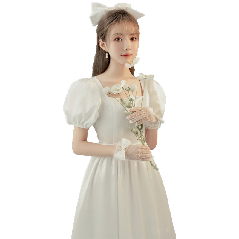 ETESANSFIN-vestido de compromiso blanco para mujer, vestido pequeño de noche con certificado de registro, se puede usar en tiempo normal, de verano