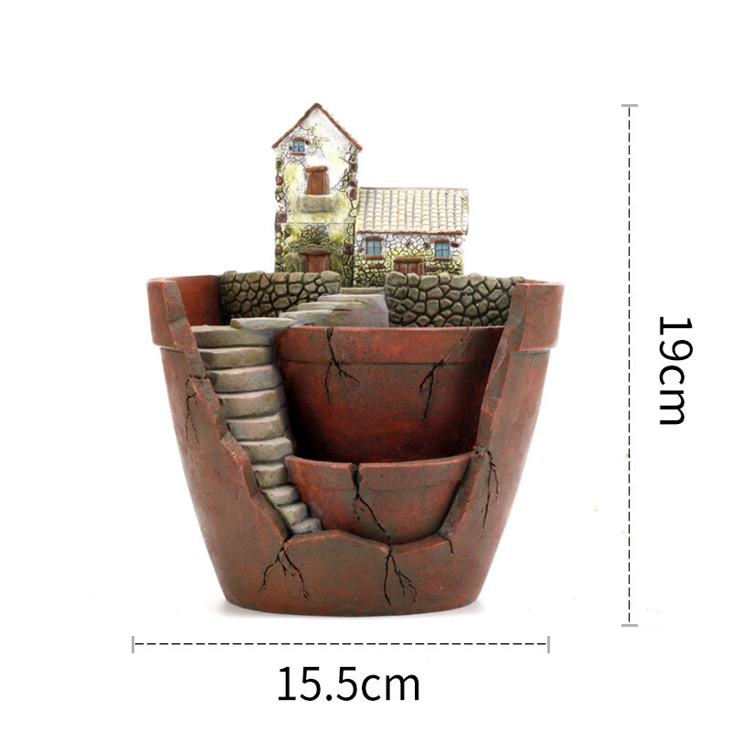 Resin Kreatif untuk Pot Bunga Sukulen Retro Peri Taman Rumah Pertanian Dekorasi Desktop Rumah Tanaman Mini Bonsai Dekorasi Rumah