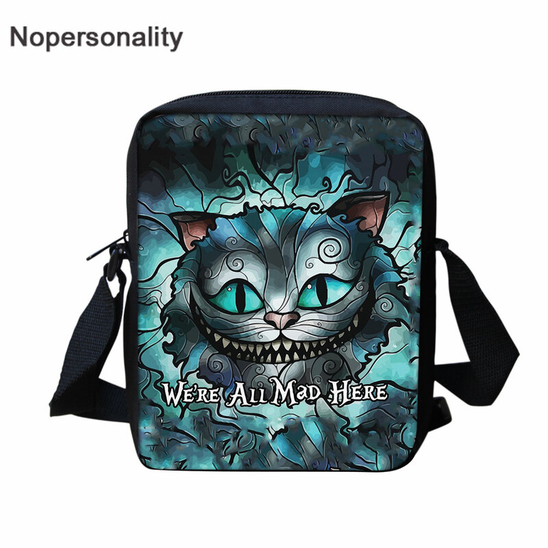 Nopersonality Mini Shoulder Bag Cheshire Cat-We Are All Mad Here Print Woman Multi-Functional Messenger Bags  Girl CrossBody Bag
