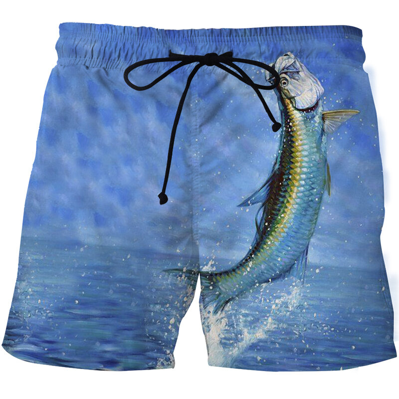 Мужские Пляжные штаны 2021, шорты для рыбалки, высокие прозрачные Тропические рыбы с 3D-принтом морских рыб, мужские бриджи