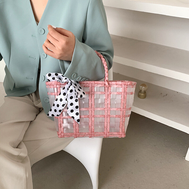 Geweven Vrouwelijke Tas Tansparent Bandbag Tassen Voor Vrouwen Dames Winkelen Nieuwe Koreaanse Versie Designer Mode Emmer Ovely Telefoon