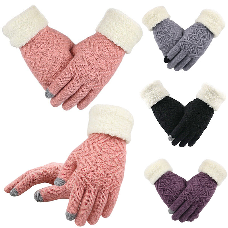 Modieuze Vrouwen Volledige Vinger Elegante 1 Paar Fashion Handschoenen Warm Touchscreen Fleece Handschoenen Kint Herfst Winter Vrouwen Handschoenen