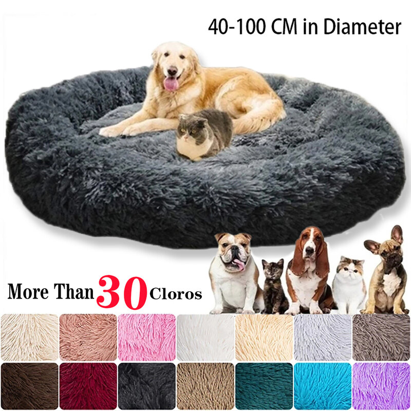 Grand lit pour chien, niche ronde et confortable, lavable et chaud pour l'hiver, coussin de canapé