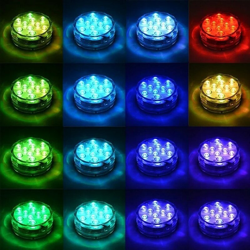 16 farben Unterwasser LED Licht Fernbedienung Tauch Lampe IP68 Wasserdichte Outdoor Garten Schwimmbad Bad Dekoration