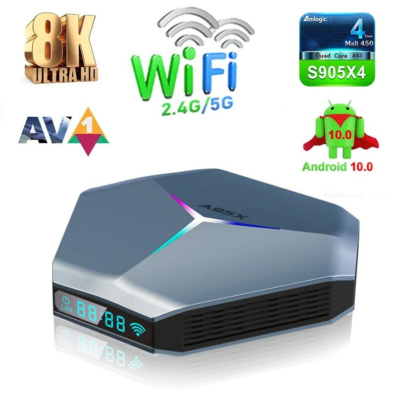 Iptv box 4k media player, amlogic s905x4 tv box android 10.0 4gb/32gb 64gb 128gb 2.4g 5g wifi bt 4.1 media player caixa de filme