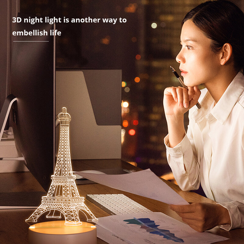 Kreative USB 3D LED Nacht Lichter Neuheit Illusion Nacht Lampe 3D Illusion Tisch Lampe Für Home Weihnachten Geschenk Dekorative Licht