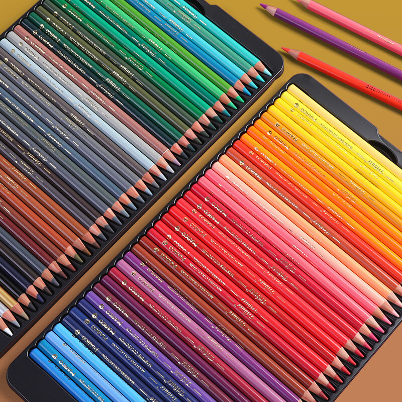 Marco-lápices de colores de aceite para artista, caja de lata de lápices de colores, suministros de arte, 120