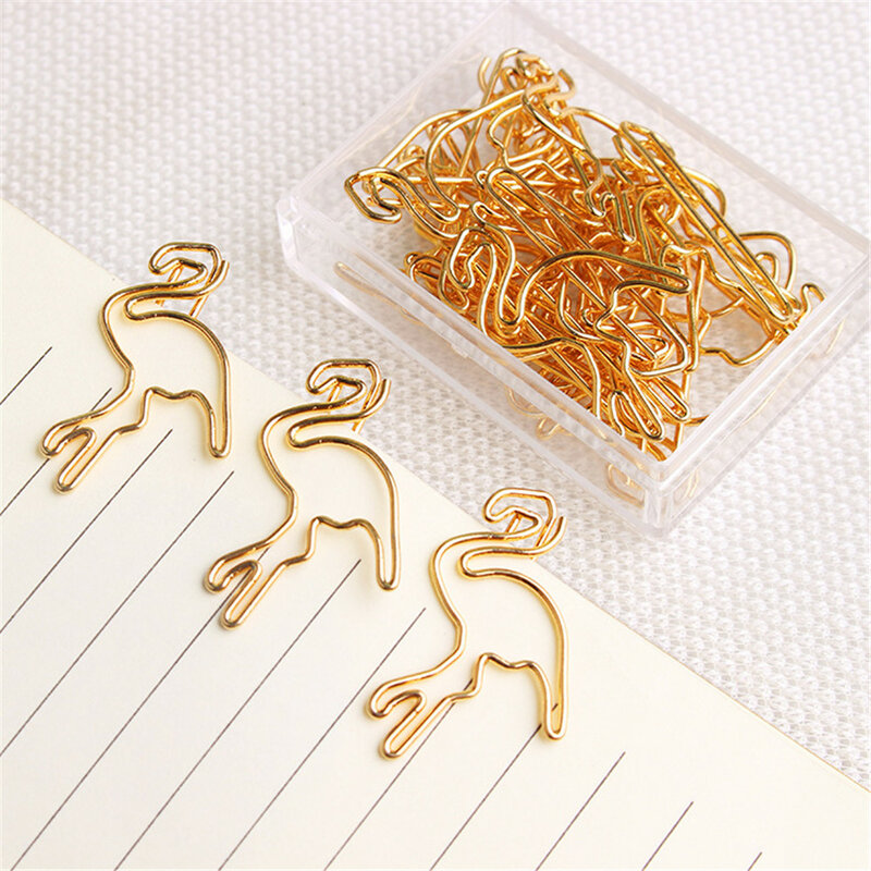 20pcs Gold Bird Shape Paper Clips Bookmarks Photo Memo Ticket Clip Stationery School Supplies Gifts
