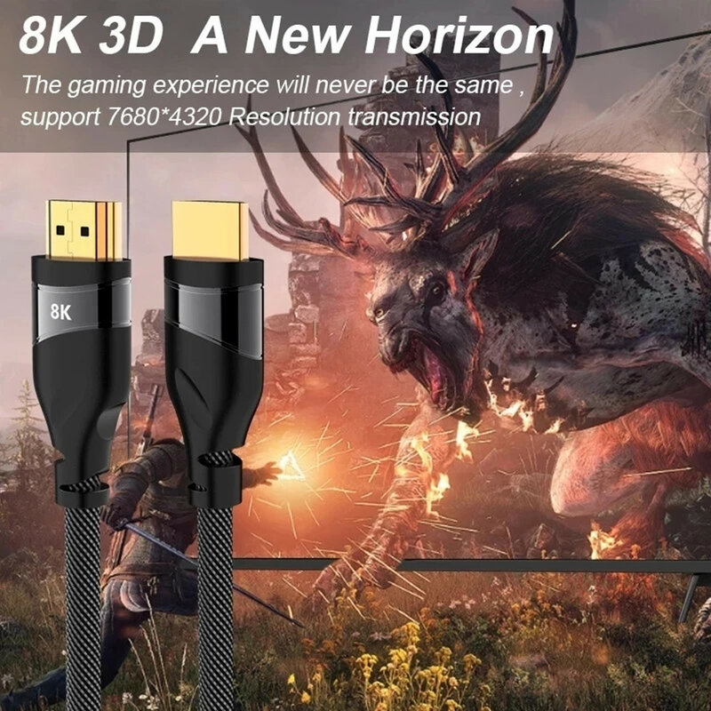 Cable de vídeo Super 8K, accesorio compatible con HDMI 2,1, 5M, alta velocidad, 8K @ 60HZ, 4K @ 120HZ, 48Gbps, HDCP2.2, UHD, HDR, para Xbox, PS5, Roku, Nintendo