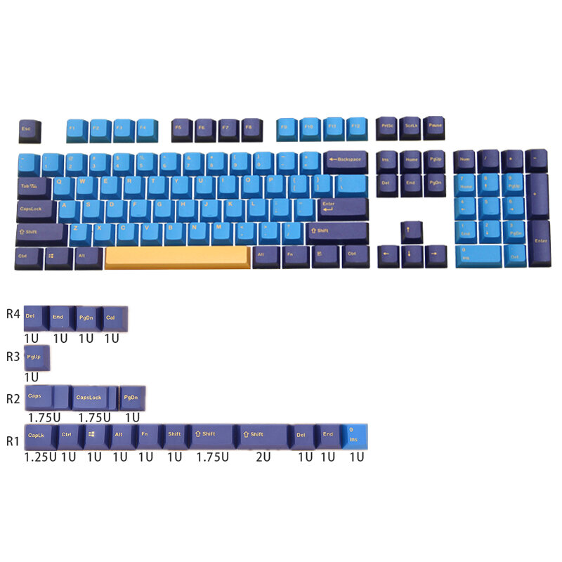 Nautilus-teclas de grafito azul para teclado mecánico, juego completo OEM, 123 teclas, PBT, dos colores, GH60, 64, 68, 84, 87, 98, 104