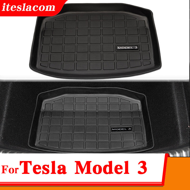 ใหม่3 2021รถด้านหน้า/เก็บเสื่อสำหรับ Tesla รุ่น3อุปกรณ์เสริมถาดสินค้า Cargo Trunk TPE กันน้ำ Pad Model3