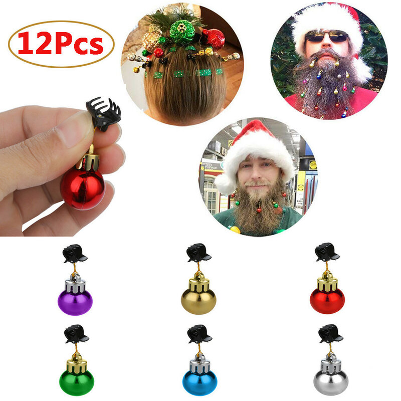 12Pcs คริสต์มาสที่มีสีสันเคราแขวนเครื่องประดับ Santa Claus Beard คลิปคริสต์มาสระฆังตกแต่ง Santa Claus Beard จี้