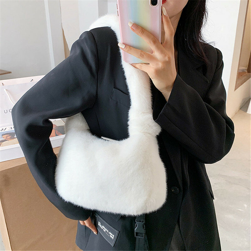 TOYOOSKY Soft Faux Fur Small Shoulder Bags for Women 2020 Winter Branded Trend Handbags Women's Designer Trending Hand Bag