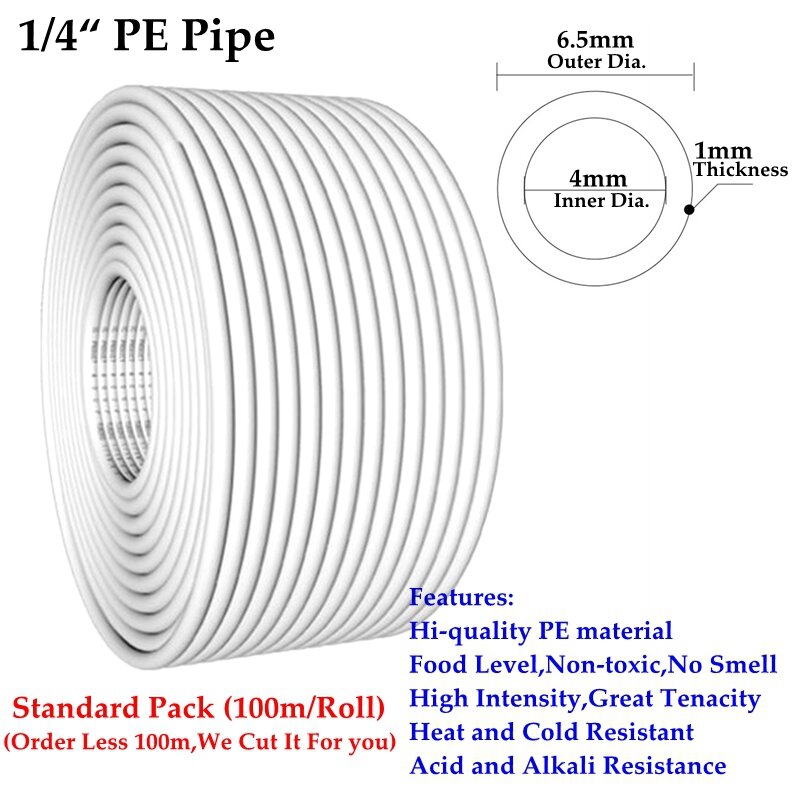 1/4" 3/8" PE Pipe Food Grade Water Purifier Pipe Hi-quality Soft Tube Aquarium Flexible Hose Reverse Osmosis Water Pipe
