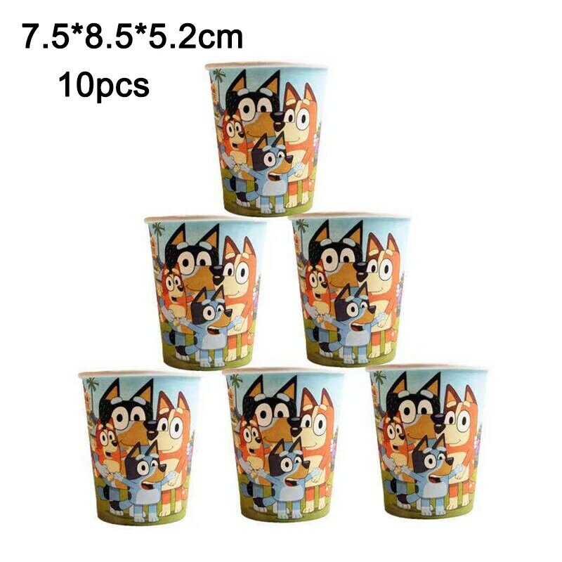 143Pcs Kawaii Dog Theme Kids Birthday Party Decorations Disposable Tableware Cup Plate Baby Shower Blue Party Decor Supplies
