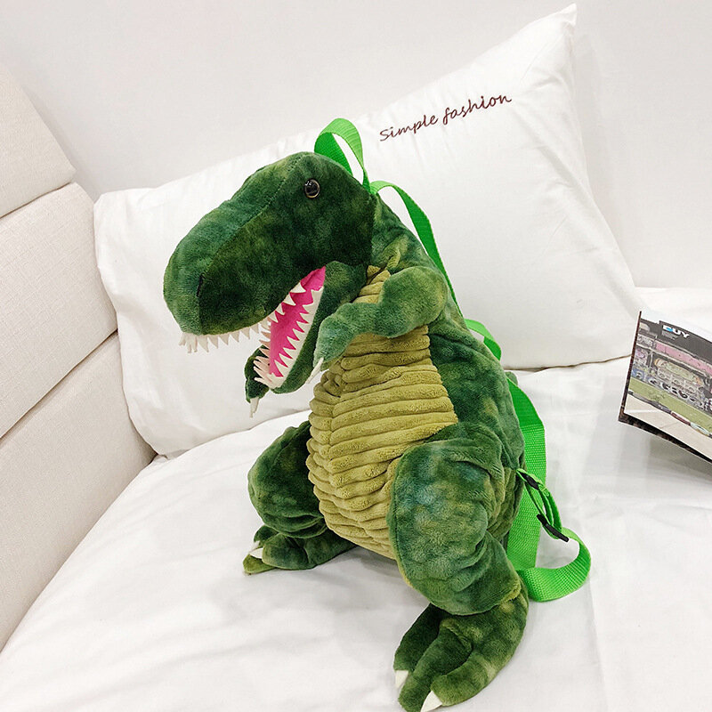 Mochila de dinosaurios en 3d para niños, bonita mochila de felpa con viñetas de animales