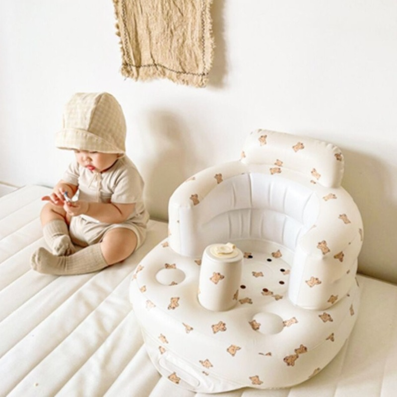 Estilo nórdico portátil cadeira inflável do bebê pvc sentado banho chuveiro assento do banheiro anti-queda aprendizagem assento do bebê sofá dobrável