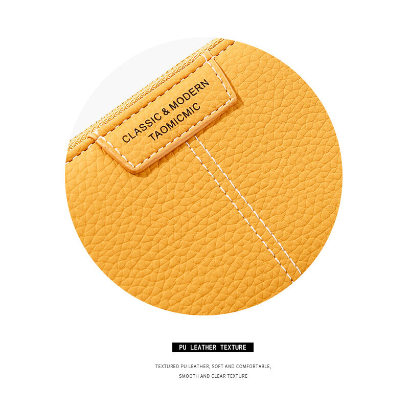 Portefeuille de marque jaune en cuir PU souple pour femmes, Mini porte-cartes à loquet, porte-monnaie mince