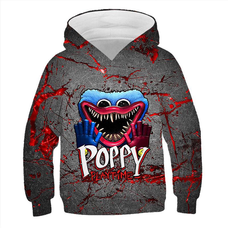 Kids Poppy Playtime Hoodie Harajuku Boy/girl Fashion Huggy Wuggy Sweatshirt Spring And Autumn Models Horror Clothes Long Sleeve
