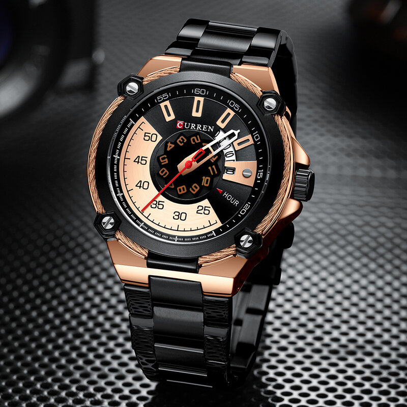 Curren relógio militar de alta qualidade, relógio preto exclusivo com design de alta qualidade exclusivo para homens, à prova d'água