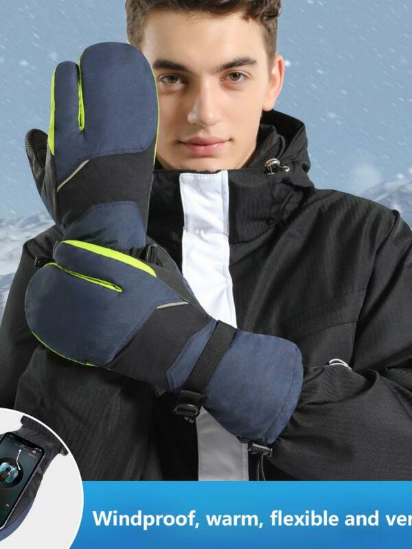 Jesienne i zimowe nowe męskie i damskie zewnętrzne rękawice narciarskie oraz aksamitne ciepłe ekrany dotykowe jeżdżące na zimne i palcowe rękawiczki