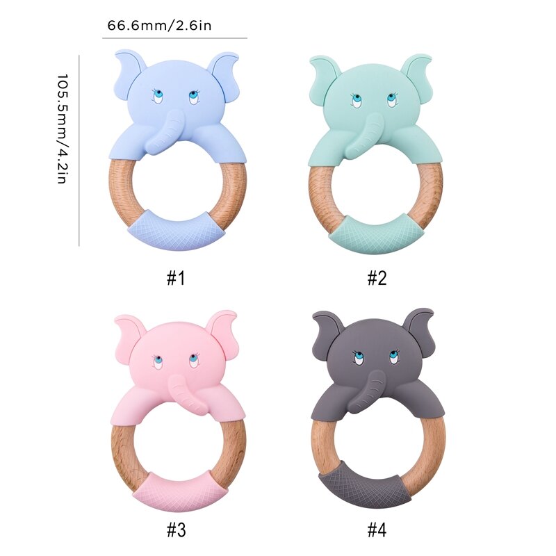NEW 1Pc Baby Fox Wooden Teether Animal Ring Silicone Rodent Beech Wooden Ring Baby Pacifier Pendant Nurse Accessories Toys For