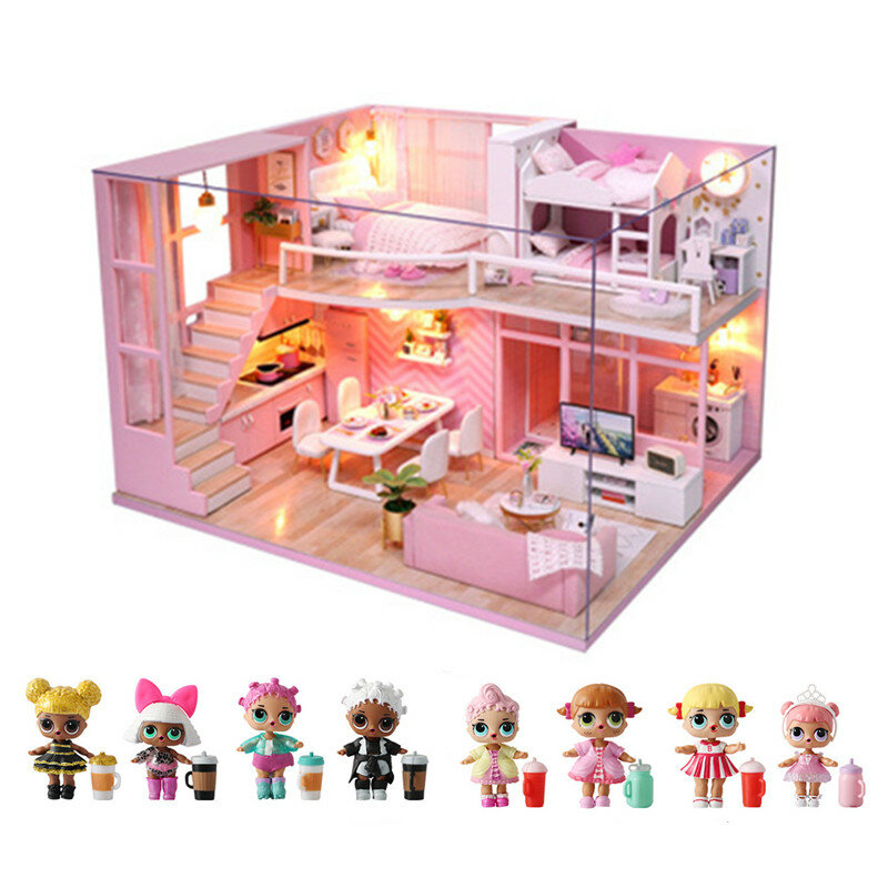 L O L. ¡Sorpresa! Lol dolls-muñecas sorpresa, juguetes de hermosa Generación de muñecas de pelo, muebles de Casa de DIY para muñecas en 3D de madera, regalos de cumpleaños para niños