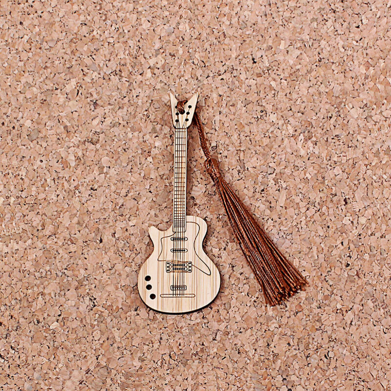タッセル付き竹ブックマークギター形状ページ-マーカークリエイティブギフト