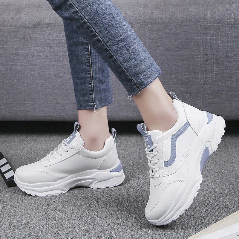 Women Vulcanize Shoes Casual Fashion 2020 New Woman Comfortable Breathable White Flats Female Platform Sneakers Chaussure Femme