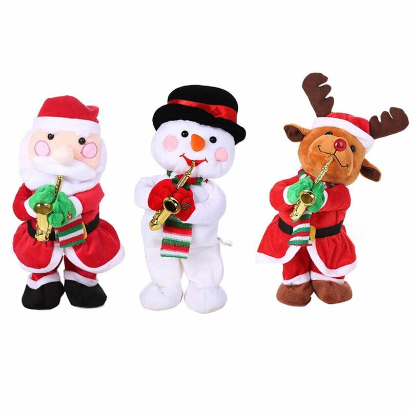 Muñeco de peluche eléctrico de saxofón para niños, juguete divertido con música, perfecto regalo de Navidad, decoración del hogar
