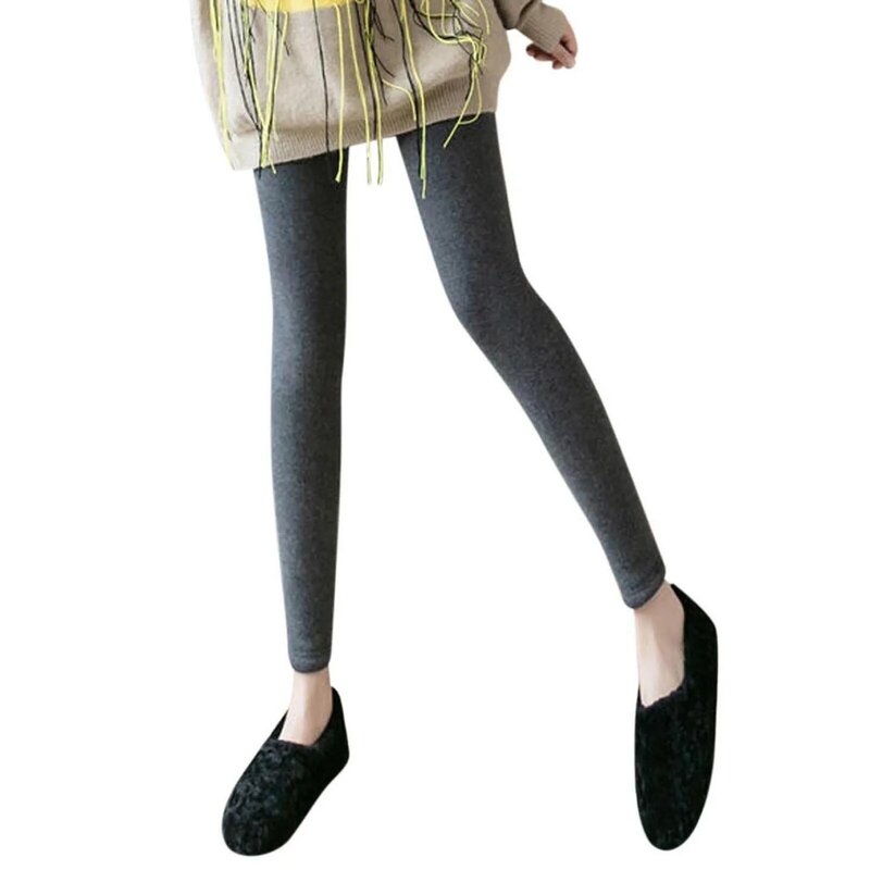 Outono inverno feminino cor sólida workout casa quente elástico cintura calças de pelúcia calças de veludo grosso leggings calças de cintura alta