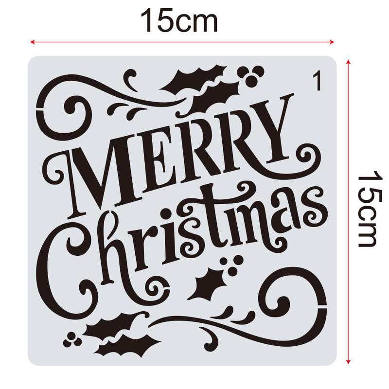 15*15 Merry Christmas Layering Stencils ภาพวาดสเปรย์ Stencil DIY สมุดภาพอัลบั้มรูปตกแต่งลายนูน DIY การ์ดหัตถกรรม