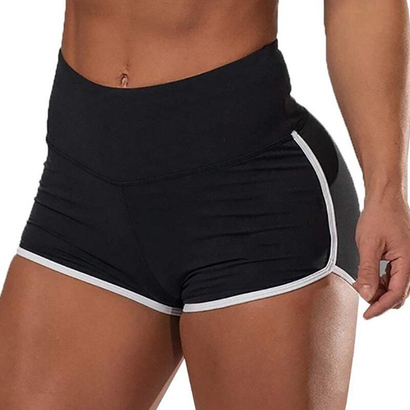 Pantalones cortos deportivos para mujer, mallas sexys de cintura alta para correr, ropa de Fitness para trotar, color negro, Verano