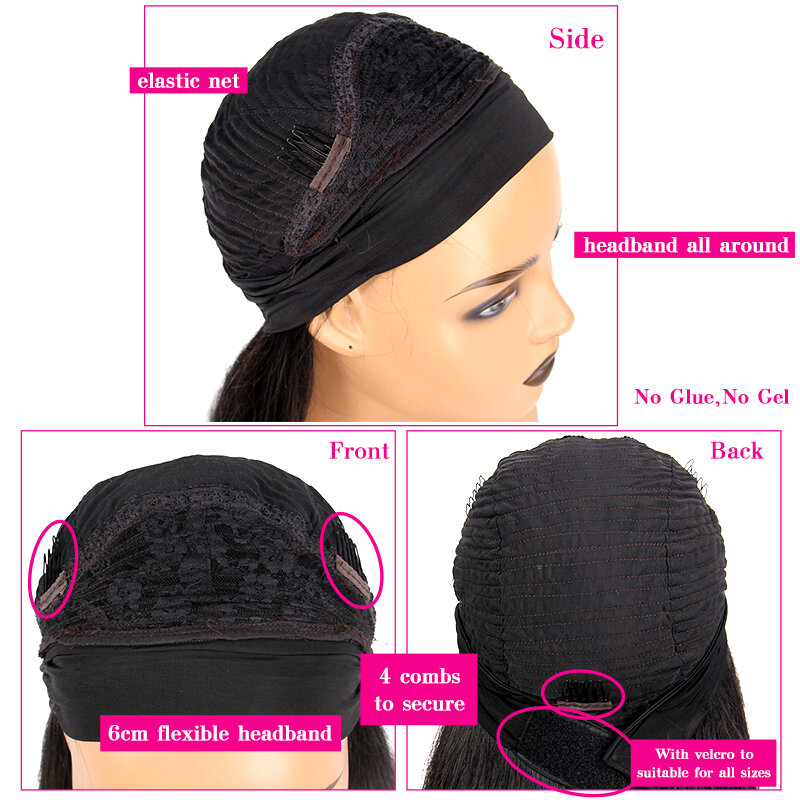 KRN Culy Human Hair 99J Color Headband Wig Glueless Remy Human Hair Wigs With Women Hair 150% Density