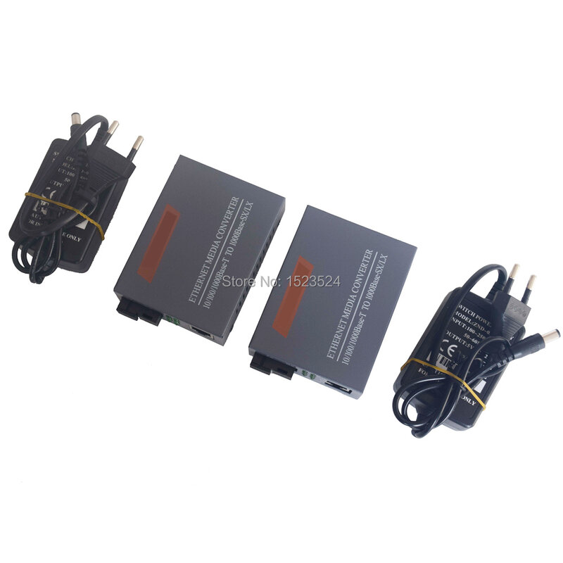 1 paio HTB-GS-03 A/B Gigabit fibra ottica Media Converter 1000Mbps modalità singola fibra SC Port 20KM alimentazione elettrica esterna