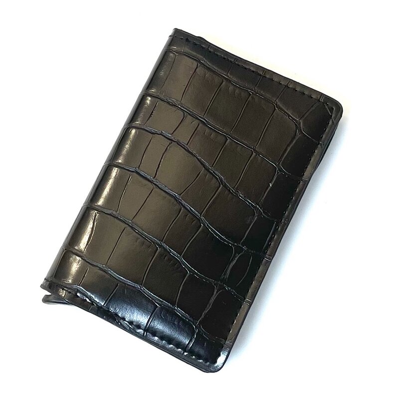 Billetera de grabado Rfid de fibra de carbono para hombre, tarjetero personalizado RFID, funda de Metal, billetera minimalista personalizada con broche