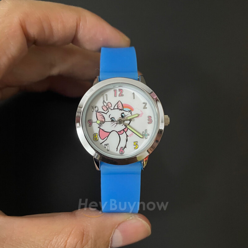 Menina relógio bonito rosa silicone gatinho dos desenhos animados quartzo relógio luminoso esportes casual relógio de pulso para presentes de natal montre enfant