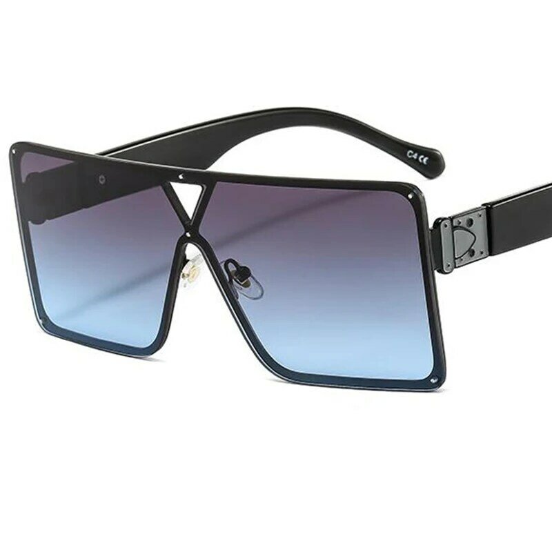 2022 Blauw Vierkante Zonnebril Voor Mannen Grote Frame Vintage Zonnebril Gradient Eyewear Hoge Kwaliteit Flat Top Bril