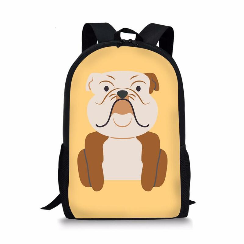Crianças saco de escola bonito bulldogs impressão padrão mochila de viagem das crianças kawaii design escola criança mochila para meninos