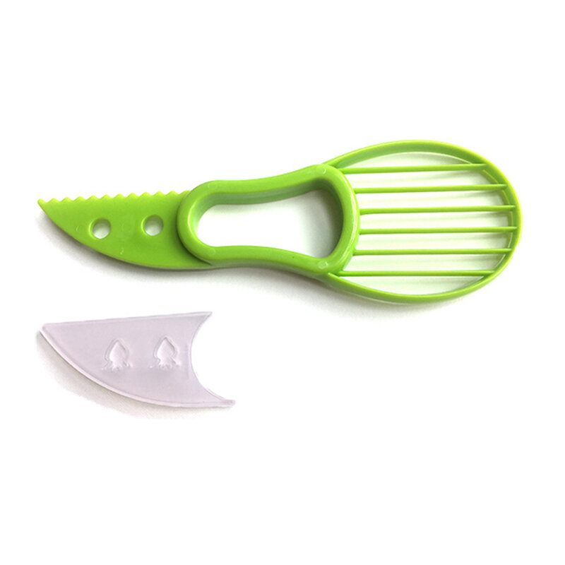 3 en 1 multifuncional aguacate cuchillo para cortar fruta pelador cortador de cuchillo de plástico de las herramientas de la manteca de karité cuchillo