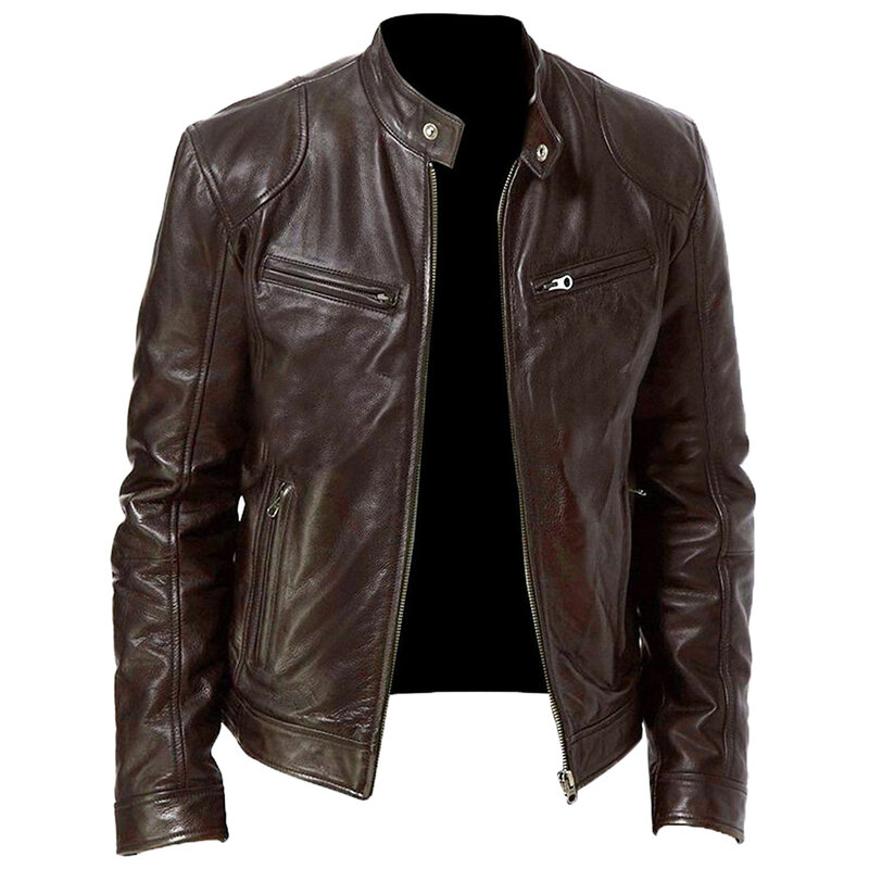 2021Hot giacche in pelle da uomo autunno Casual giacca in pelle artificiale Biker cappotti in pelle giacca moda cappotto giacca antivento