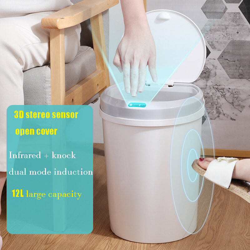Automatic Touchless Intelligent induction Motion Sensor Kitchen Trash Can Wide Opening Sensor Eco-friendly Waste Garbage Bin