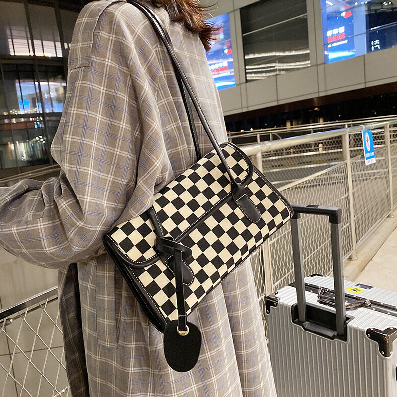 หญิงเสือดาวพิมพ์กระเป๋าสะพายแฟชั่น Designer Checkerboard Tote กระเป๋าผู้หญิงหนังกระเป๋า Bolsa