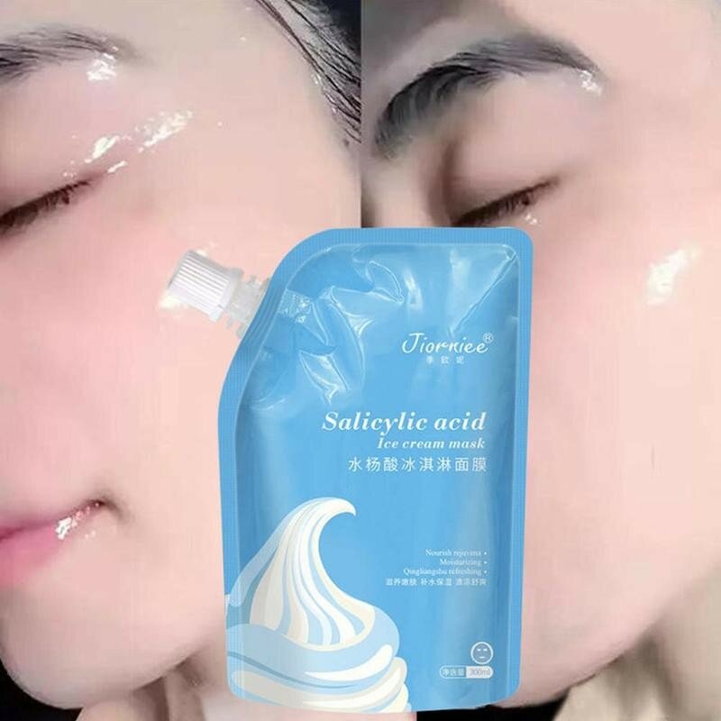 300ml Salicylic Acid Ice Cream Mask Sodium Hyaluronate Moisturizing Cleansing Mask Whitening Shrink Pores Skin Care