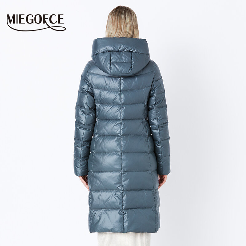 MIEGOFCE 2021 Mantel Jaket Musim Dingin Wanita Berkerudung Parka Hangat Bio Bulu Jaket Mantel Kualitas Tinggi Perempuan Baru Musim Dingin Koleksi Panas