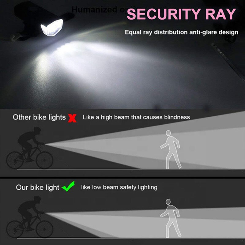 Luz Trasera y Delantera para Bicicleta de Montaña, Linterna de Seguridad Recargable con USB, Resistente al Agua